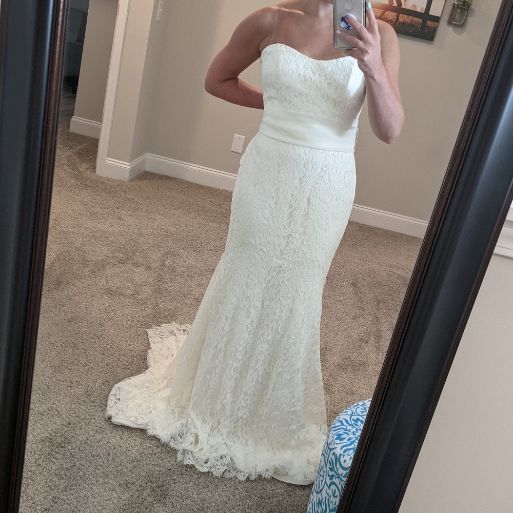 Mikaella Bridal Lace Wedding Dress in Cream